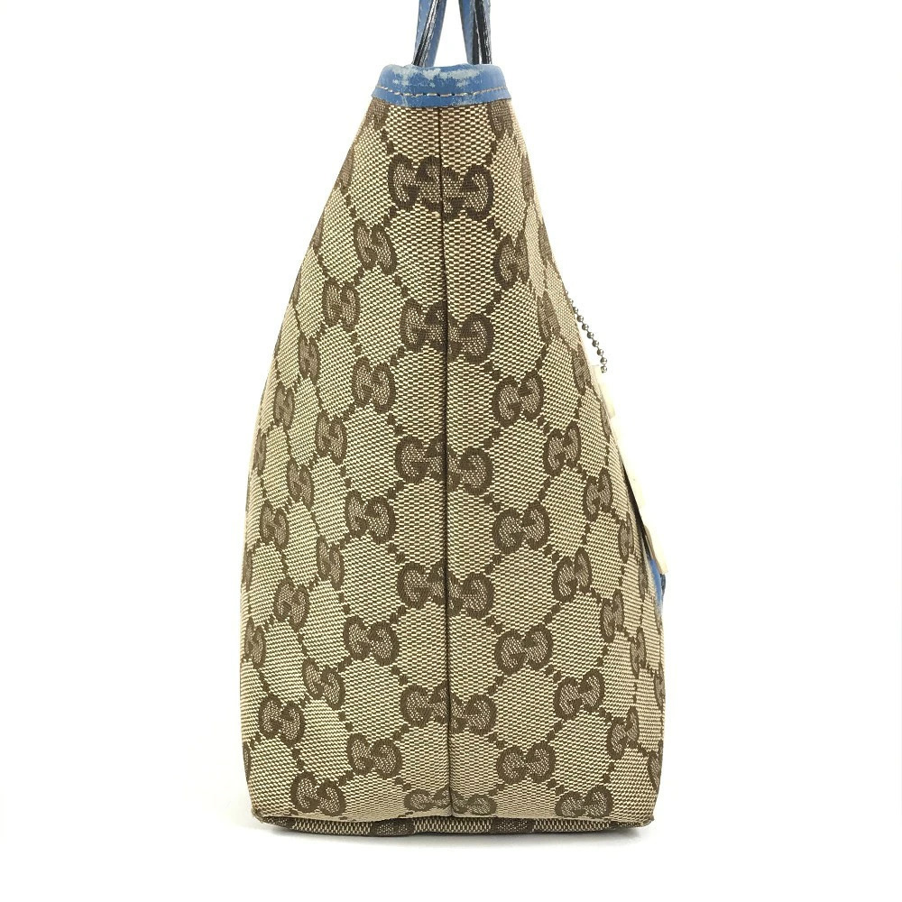 Gucci Blue Tote Parrot Charm Canvas Papagallo Bag GG Leather Handbag - Picture 3 of 15